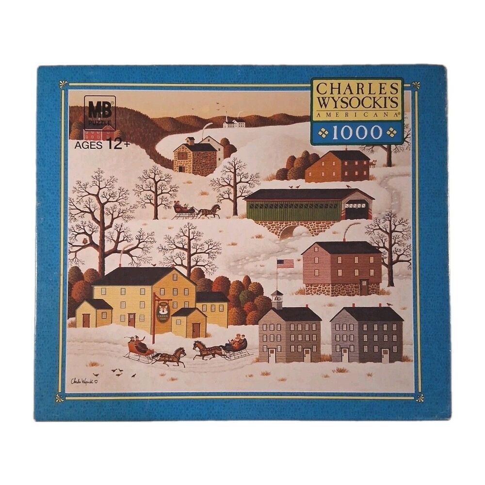 Milton Bradley Charles Wysocki 'Pass the Fox Creek Inn' 1000 PC Puzzle RARE VTG!